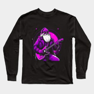 Rock & Roll Christmas Santa Claus Guitar Player Long Sleeve T-Shirt